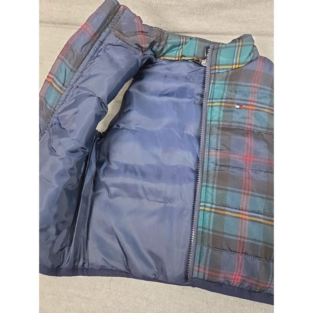 Tommy Hilfiger Baby Boy 3-6 Months Puffer Vest Quilted Plaid Preppy Zip‎ Up Logo